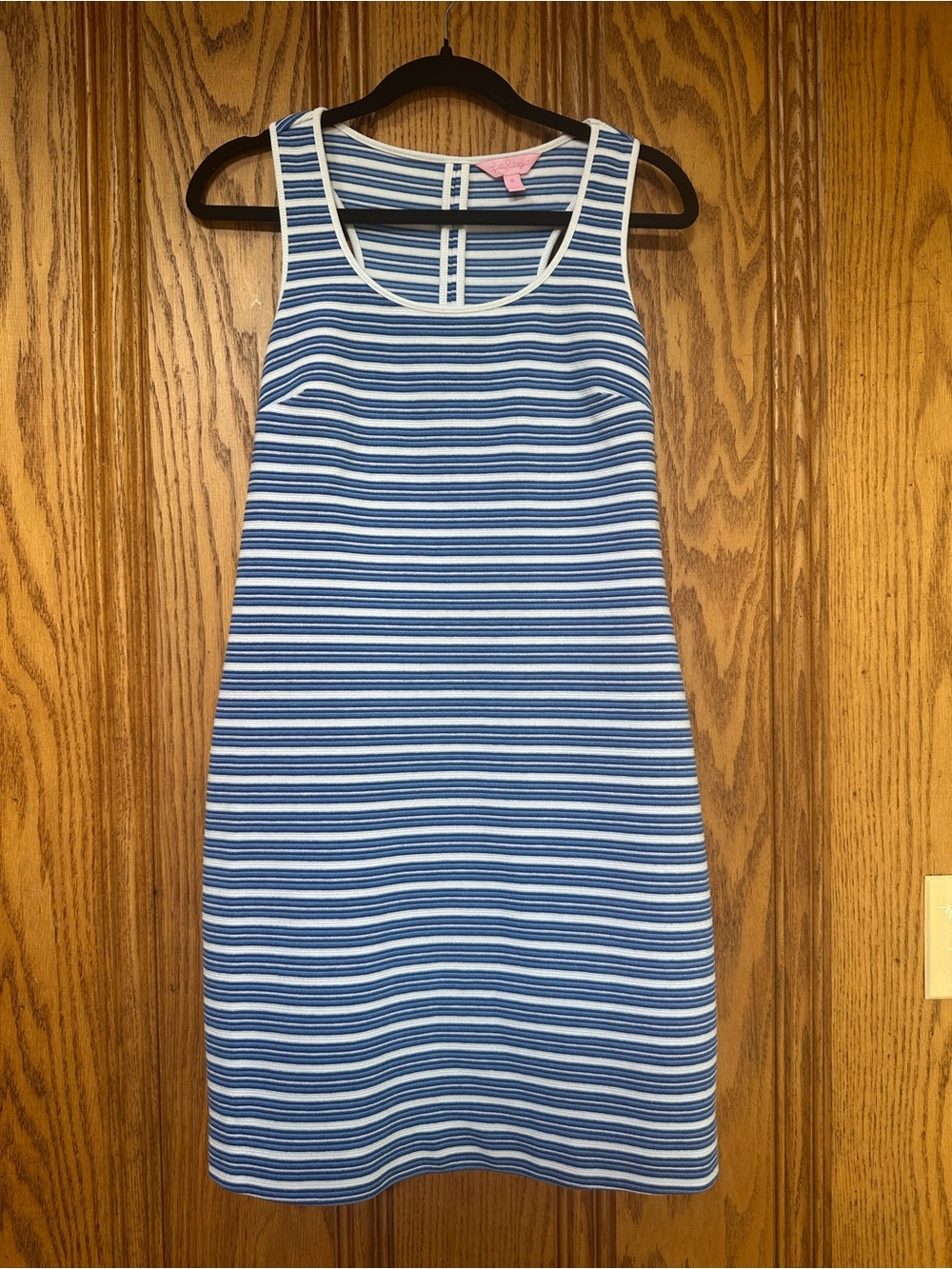 EUC Lilly Pulitzer Lyla Striped Shift Dress Blue White Ottoman Knit Racerback M - Picture 3 of 10